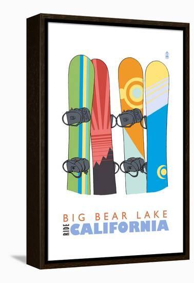 Big Bear Lake - California - Snowboards in Snow-Lantern Press-Framed Stretched Canvas