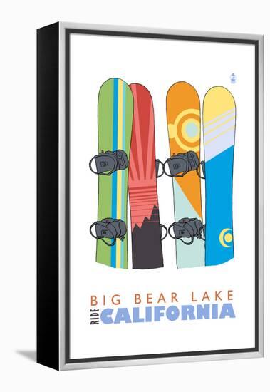 Big Bear Lake - California - Snowboards in Snow-Lantern Press-Framed Stretched Canvas