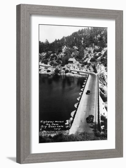 Big Bear Lake, California - View of Highway across the Dam-Lantern Press-Framed Art Print
