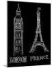 Big Ben and Eiffel Tower-Alisa Foytik-Mounted Art Print