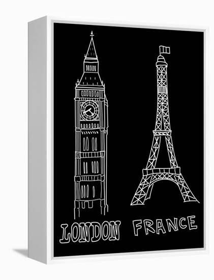 Big Ben and Eiffel Tower-Alisa Foytik-Framed Stretched Canvas