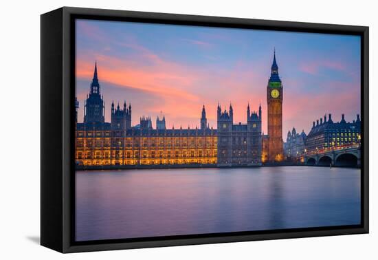 Big Ben and Houses of Parliament at Dusk, London, UK-sborisov-Framed Premier Image Canvas