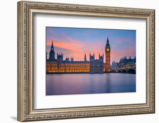 Big Ben and Houses of Parliament at Dusk, London, UK-sborisov-Framed Photographic Print