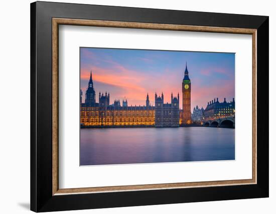 Big Ben and Houses of Parliament at Dusk, London, UK-sborisov-Framed Photographic Print