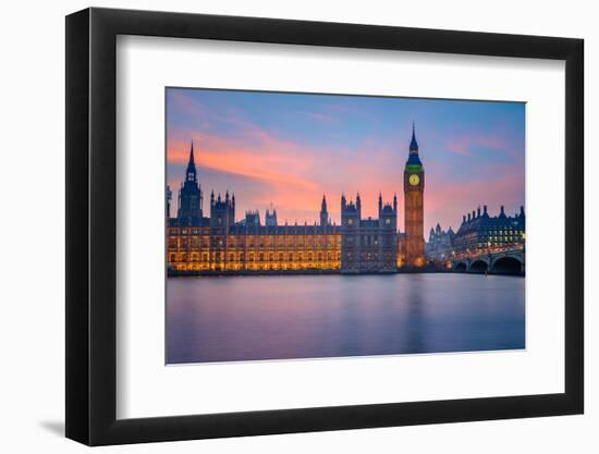 Big Ben and Houses of Parliament at Dusk, London, UK-sborisov-Framed Photographic Print