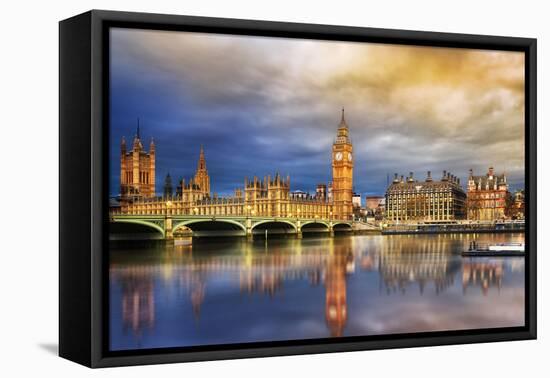 Big Ben and Houses of Parliament at Dusk, London, Uk-Beatrice Preve-Framed Premier Image Canvas