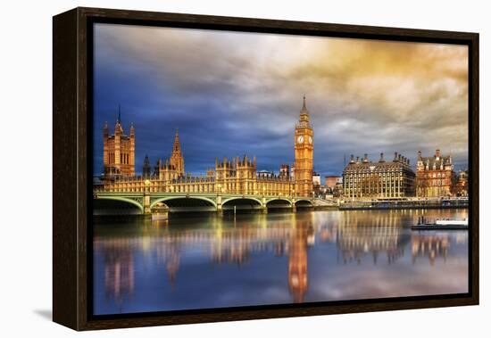 Big Ben and Houses of Parliament at Dusk, London, Uk-Beatrice Preve-Framed Premier Image Canvas