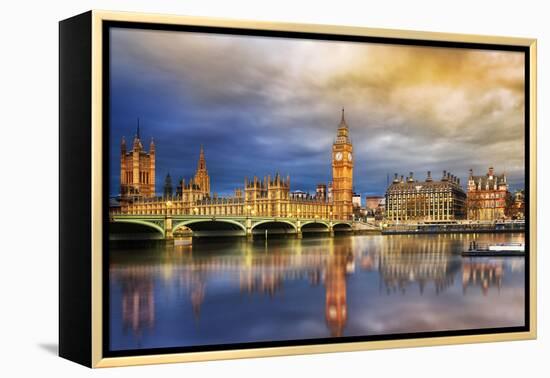 Big Ben and Houses of Parliament at Dusk, London, Uk-Beatrice Preve-Framed Premier Image Canvas