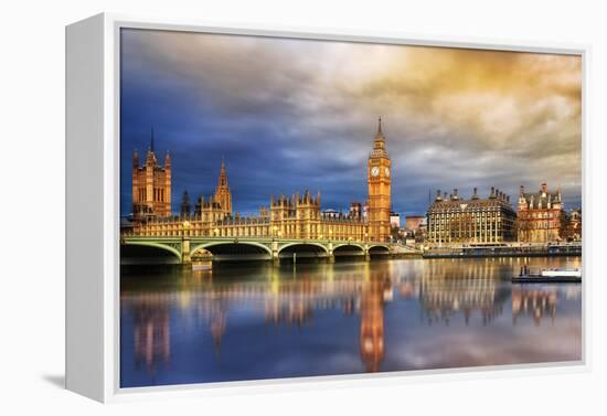 Big Ben and Houses of Parliament at Dusk, London, Uk-Beatrice Preve-Framed Premier Image Canvas