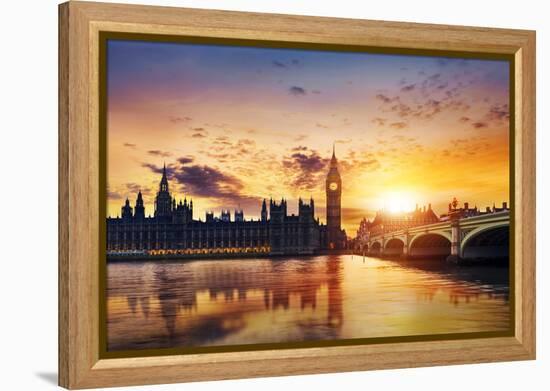 Big Ben and Houses of Parliament at Dusk, London, Uk-Beatrice Preve-Framed Premier Image Canvas