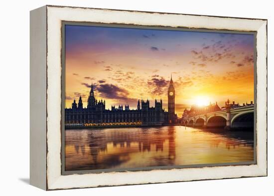 Big Ben and Houses of Parliament at Dusk, London, Uk-Beatrice Preve-Framed Premier Image Canvas