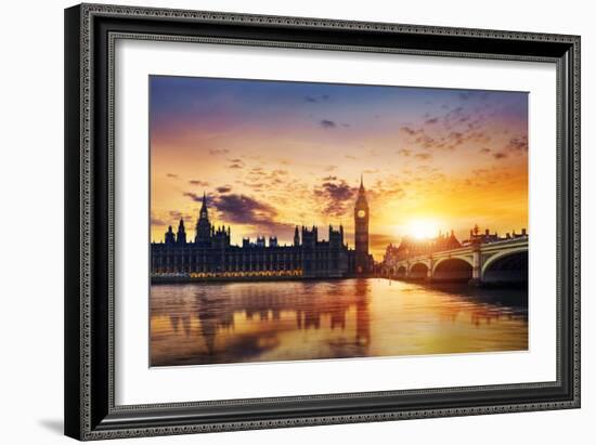 Big Ben and Houses of Parliament at Dusk, London, Uk-Beatrice Preve-Framed Photographic Print