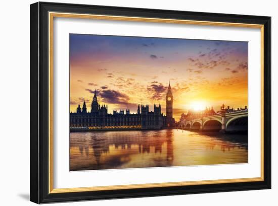 Big Ben and Houses of Parliament at Dusk, London, Uk-Beatrice Preve-Framed Photographic Print