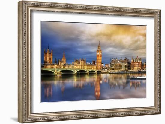 Big Ben and Houses of Parliament at Dusk, London, Uk-Beatrice Preve-Framed Photographic Print