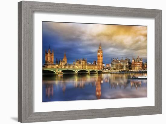 Big Ben and Houses of Parliament at Dusk, London, Uk-Beatrice Preve-Framed Photographic Print