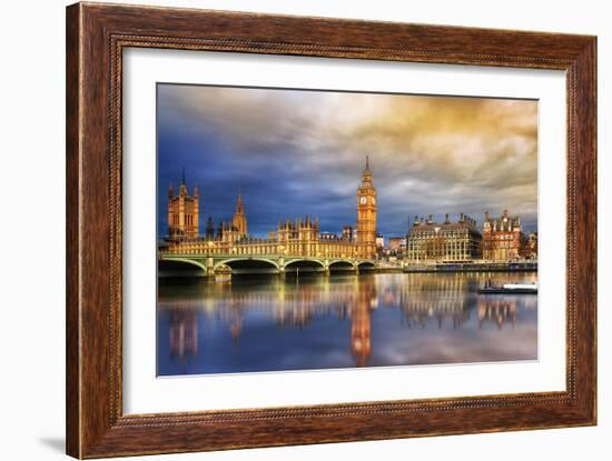 Big Ben and Houses of Parliament at Dusk, London, Uk-Beatrice Preve-Framed Photographic Print