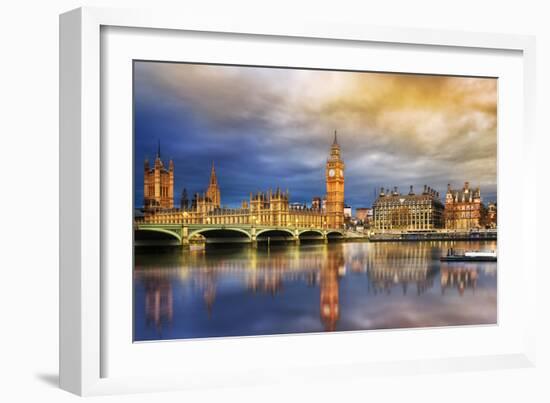 Big Ben and Houses of Parliament at Dusk, London, Uk-Beatrice Preve-Framed Photographic Print