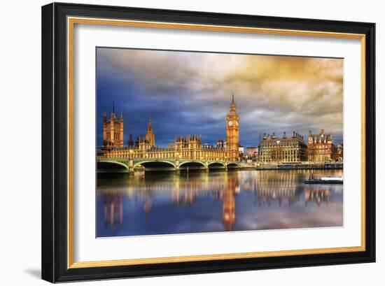 Big Ben and Houses of Parliament at Dusk, London, Uk-Beatrice Preve-Framed Photographic Print