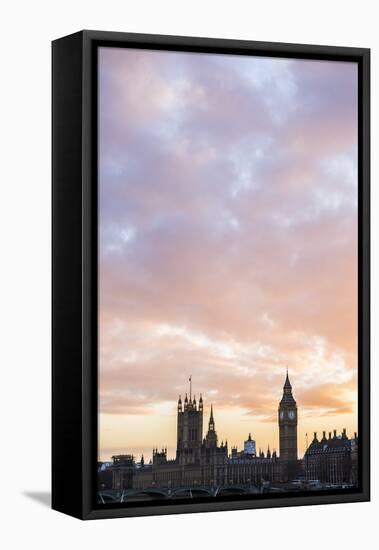 Big Ben and Houses of Parliament at sunset, UNESCO World Heritage Site, London, England-Matthew Williams-Ellis-Framed Premier Image Canvas