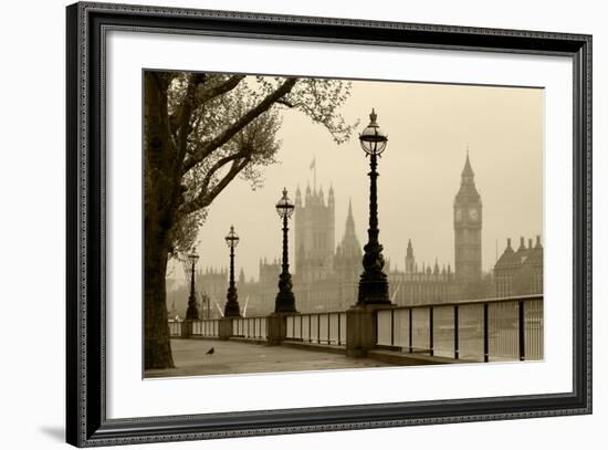 Big Ben And Houses Of Parliament, London In Fog-tombaky-Framed Premium Giclee Print