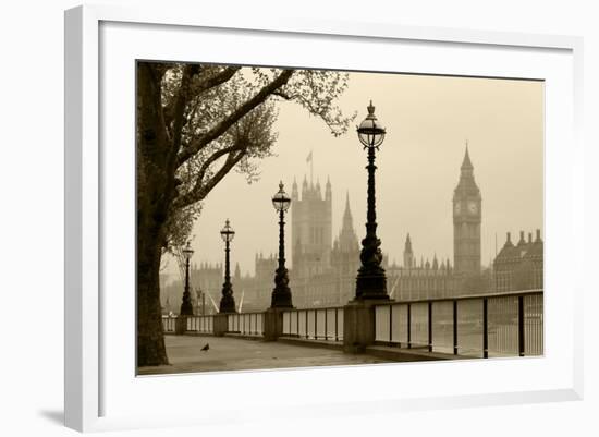 Big Ben And Houses Of Parliament, London In Fog-tombaky-Framed Premium Giclee Print