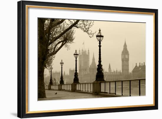 Big Ben And Houses Of Parliament, London In Fog-tombaky-Framed Art Print