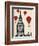 Big Ben and Red Hot Air Balloons-Fab Funky-Framed Art Print