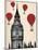 Big Ben and Red Hot Air Balloons-Fab Funky-Mounted Art Print