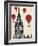 Big Ben and Red Hot Air Balloons-Fab Funky-Framed Art Print