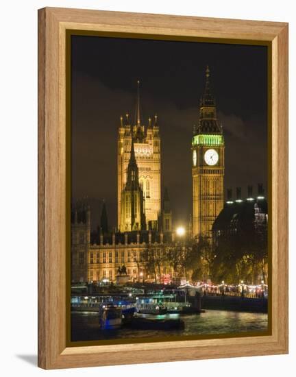 Big Ben and the Houses of Parliament by the River Thames at Dusk, Westminster, London-Hazel Stuart-Framed Premier Image Canvas