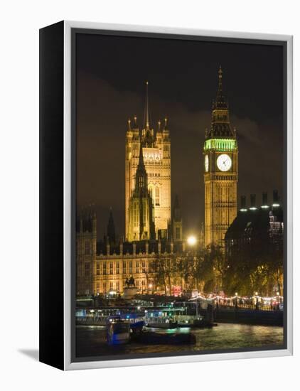 Big Ben and the Houses of Parliament by the River Thames at Dusk, Westminster, London-Hazel Stuart-Framed Premier Image Canvas