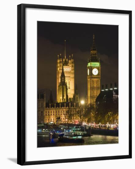 Big Ben and the Houses of Parliament by the River Thames at Dusk, Westminster, London-Hazel Stuart-Framed Photographic Print