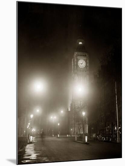 Big Ben and the Houses of Parliament Floodlit for the Opening of the Festival of Britain, 1951-null-Mounted Photographic Print