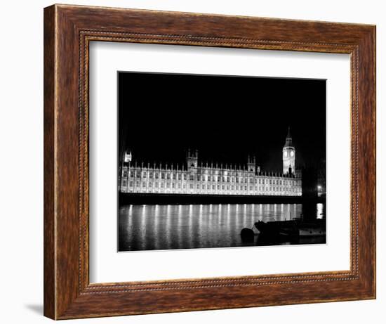 Big Ben and the Houses of Parliament Lit up at Night, 1951-null-Framed Photographic Print