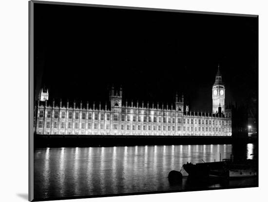 Big Ben and the Houses of Parliament Lit up at Night, 1951-null-Mounted Photographic Print