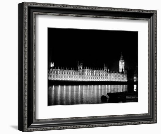 Big Ben and the Houses of Parliament Lit up at Night, 1951-null-Framed Photographic Print