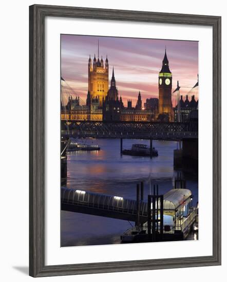 Big Ben and the Houses of Parliament Seen across the River Thames from Waterloo Bridge at Sunset-Julian Love-Framed Photographic Print