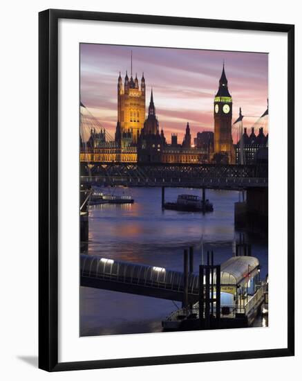 Big Ben and the Houses of Parliament Seen across the River Thames from Waterloo Bridge at Sunset-Julian Love-Framed Photographic Print