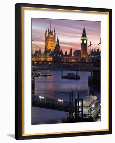 Big Ben and the Houses of Parliament Seen across the River Thames from Waterloo Bridge at Sunset-Julian Love-Framed Photographic Print