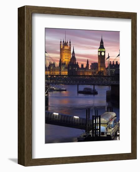 Big Ben and the Houses of Parliament Seen across the River Thames from Waterloo Bridge at Sunset-Julian Love-Framed Photographic Print