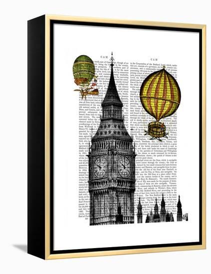 Big Ben and Vintage Hot Air Balloons-Fab Funky-Framed Stretched Canvas