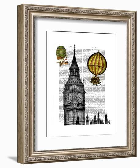 Big Ben and Vintage Hot Air Balloons-Fab Funky-Framed Art Print