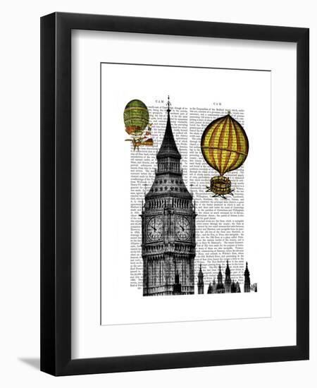 Big Ben and Vintage Hot Air Balloons-Fab Funky-Framed Art Print