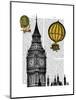 Big Ben and Vintage Hot Air Balloons-Fab Funky-Mounted Art Print