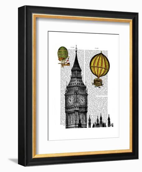 Big Ben and Vintage Hot Air Balloons-Fab Funky-Framed Art Print