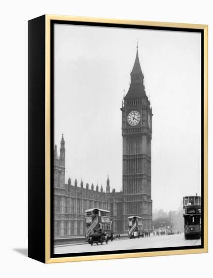 Big Ben and Westminister Bridge circa 1930-null-Framed Premier Image Canvas