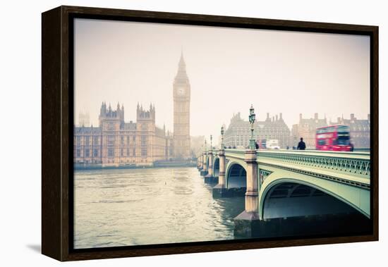 Big Ben and Westminster Bridge at Foogy Morning in London-sborisov-Framed Premier Image Canvas