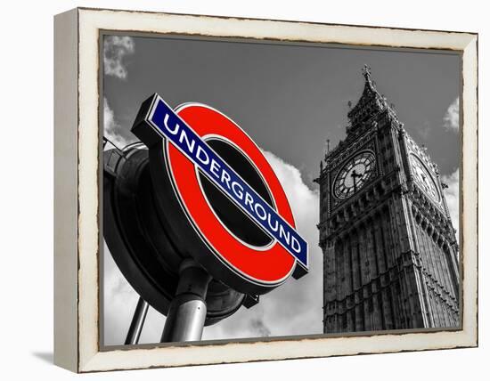 Big Ben and Westminster Station Underground - Subway Station Sign - City of London - UK - England-Philippe Hugonnard-Framed Premier Image Canvas