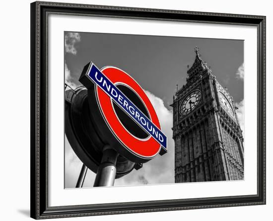 Big Ben and Westminster Station Underground - Subway Station Sign - City of London - UK - England-Philippe Hugonnard-Framed Photographic Print