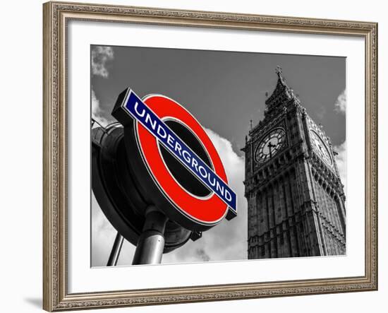 Big Ben and Westminster Station Underground - Subway Station Sign - City of London - UK - England-Philippe Hugonnard-Framed Photographic Print